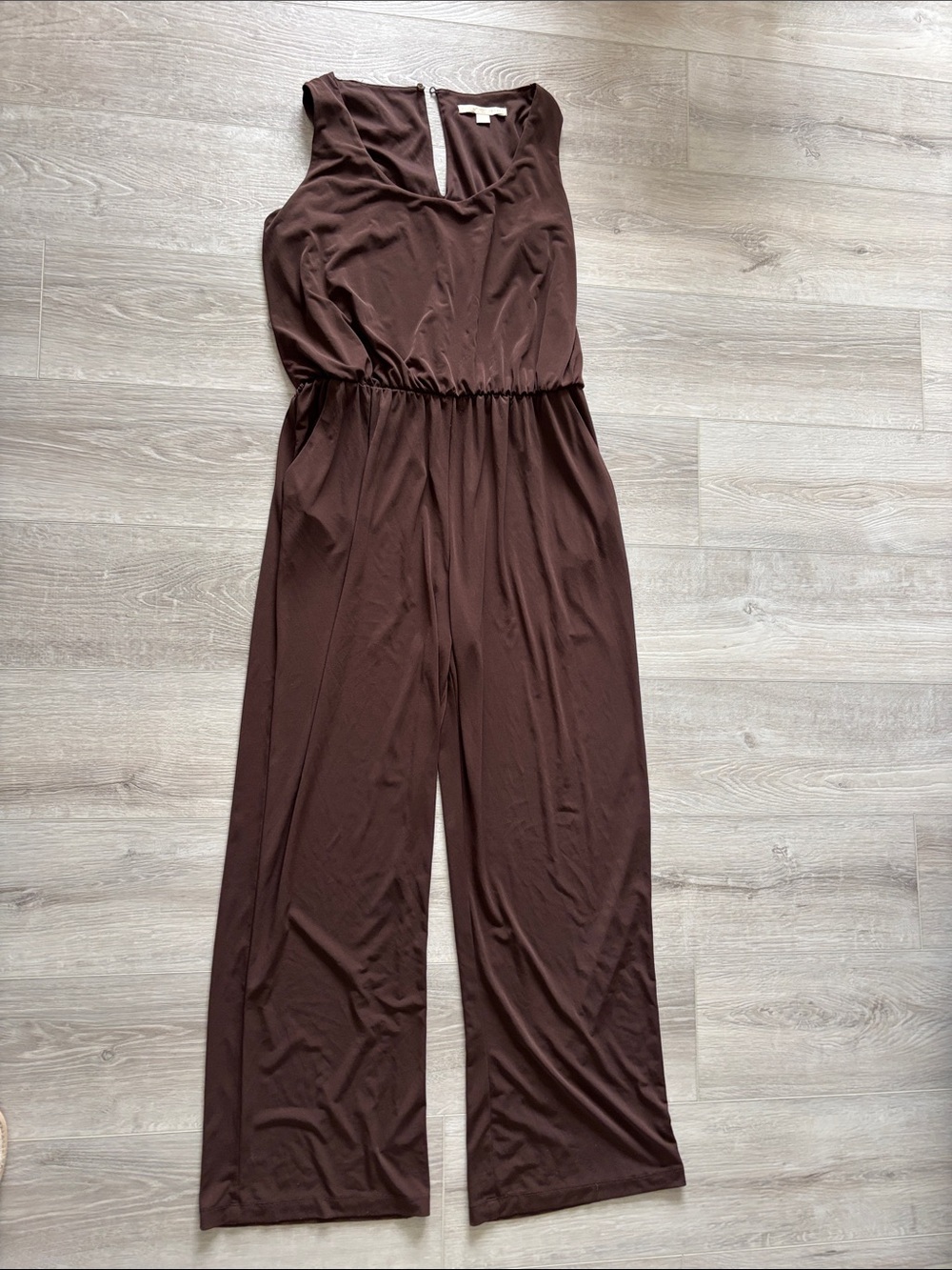 Boston Proper Sleeveless Wide-Leg Jumpsuit in Dark Brown